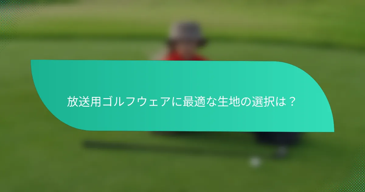 放送用ゴルフウェアに最適な生地の選択は?