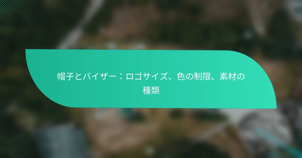 帽子とバイザー：ロゴサイズ、色の制限、素材の種類