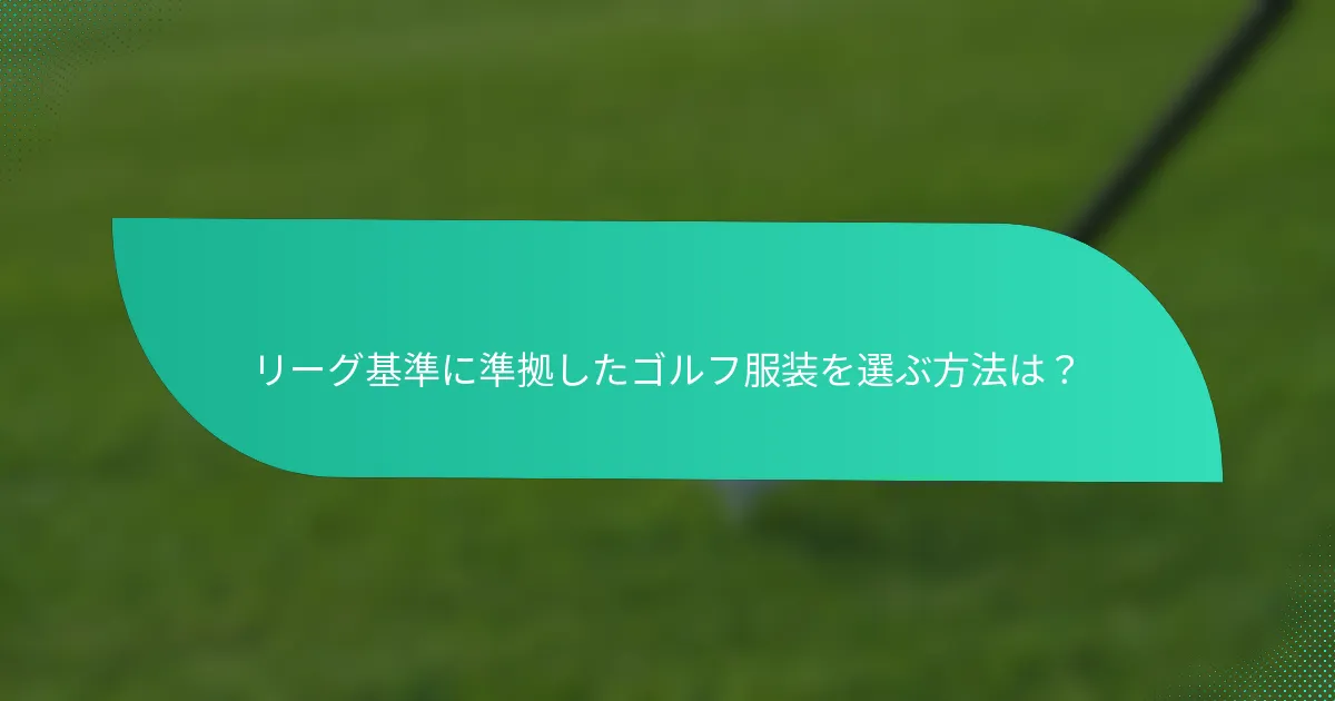 リーグ基準に準拠したゴルフ服装を選ぶ方法は？