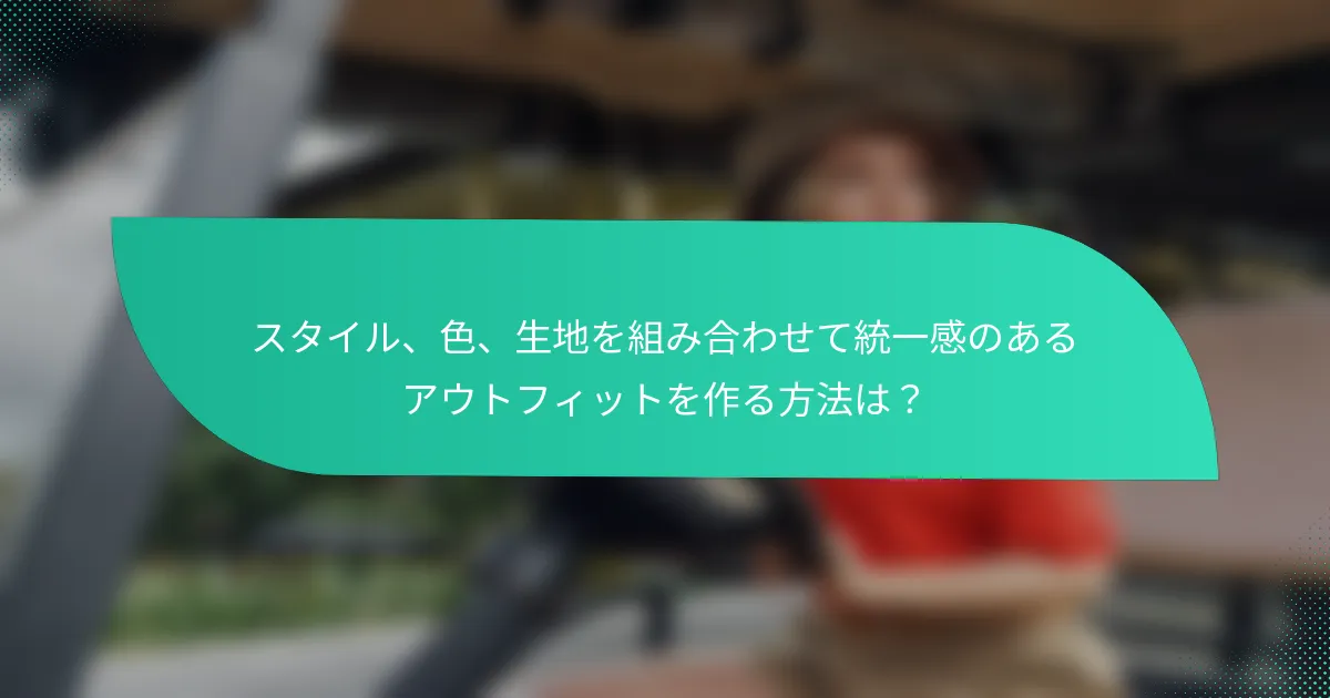 スタイル、色、生地を組み合わせて統一感のあるアウトフィットを作る方法は？