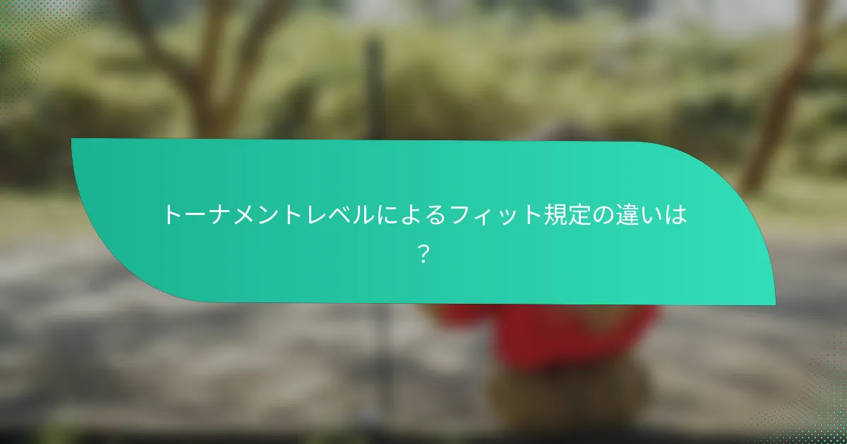 トーナメントレベルによるフィット規定の違いは？