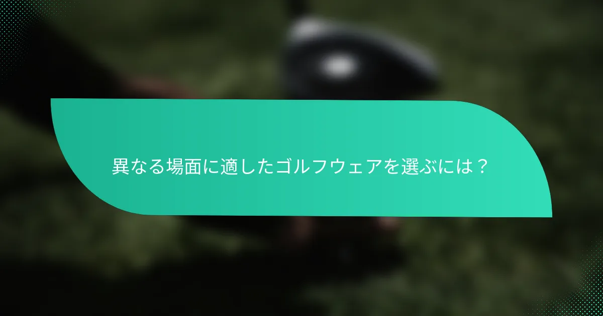 異なる場面に適したゴルフウェアを選ぶには？