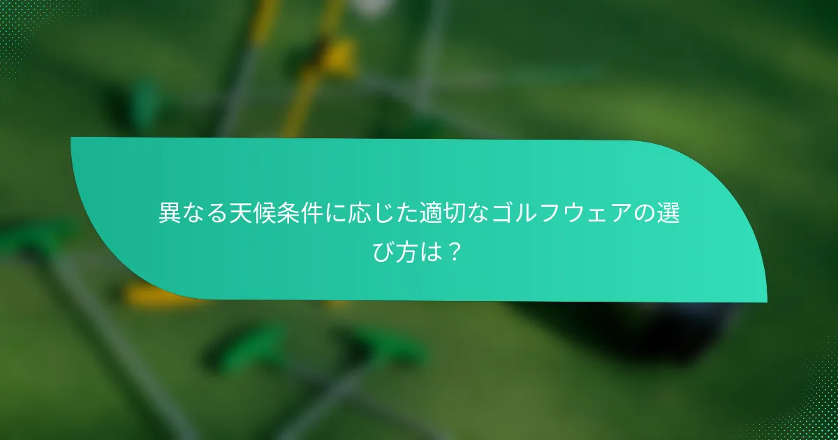 異なる天候条件に応じた適切なゴルフウェアの選び方は？